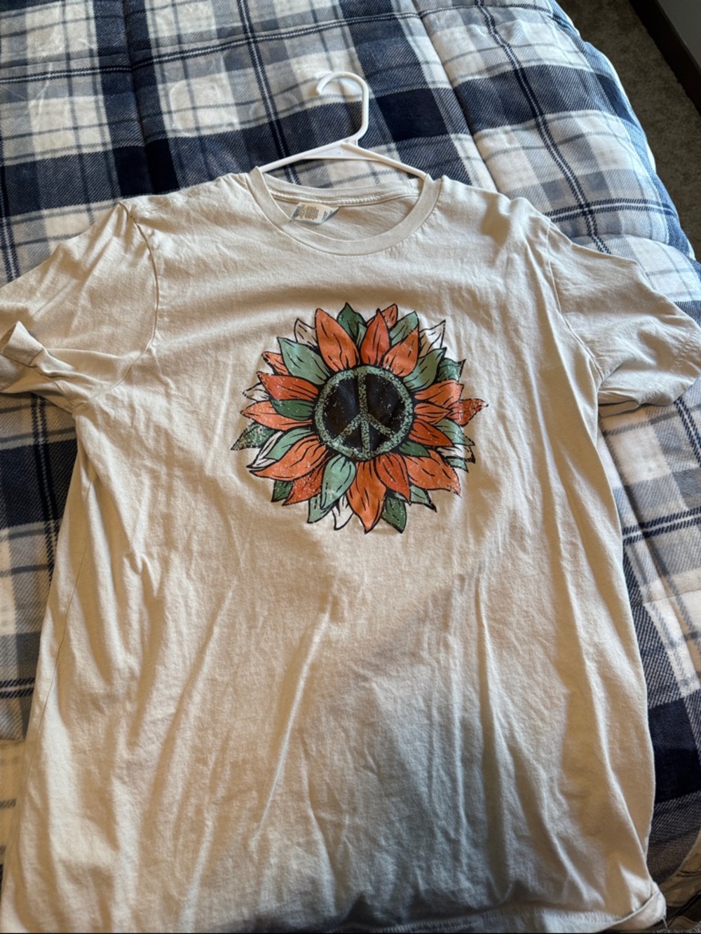 Sunflower Peace Graphic Tee - Cream with Orange & Green